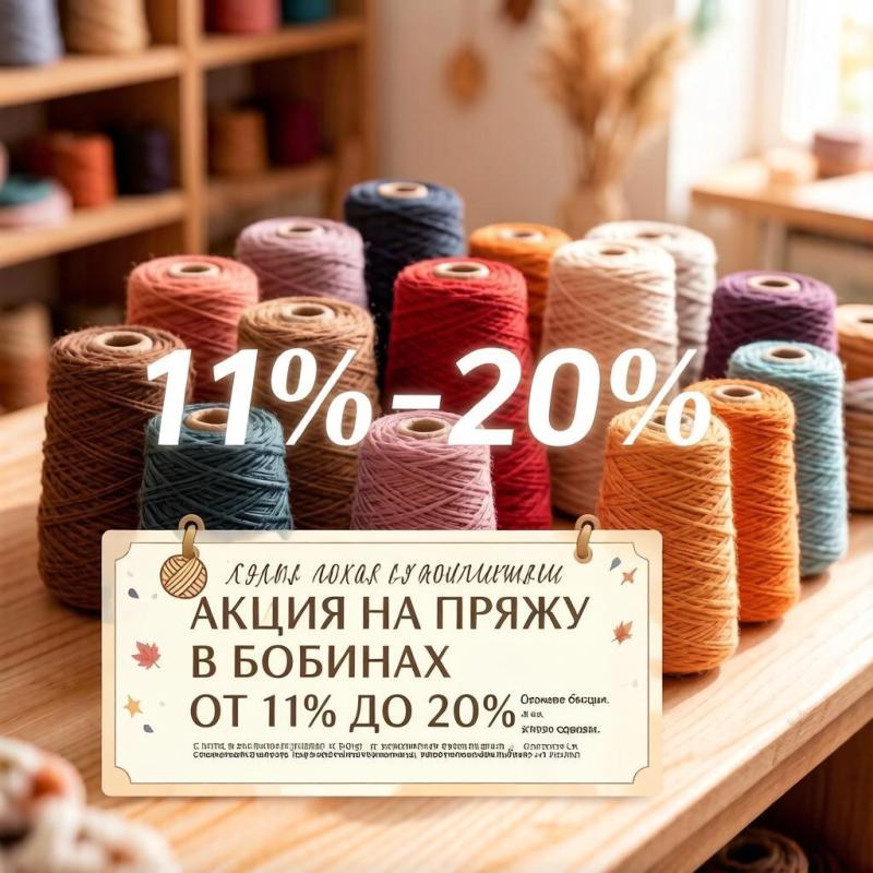 Акция на пряжу в бобинах! Готовь сани летом, а запасы пряжи — осенью! С 8 по 22 октября включительно объявляем акцию  на пряжу в бобинах.